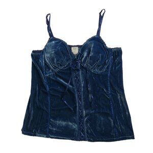 Y2K Plus Size Blue Velvet Faux Corset Top (unworn deadstock)